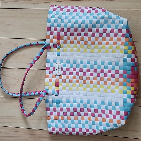 Large Woven Kate Spade Multicolor Beach Tote W/ Sunglasses Kate Spade BEACH - Picture 4 of 10